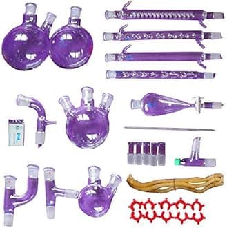 New 31 Pcs Laboratory Essential Oil Steam Distillation Organic Chemistry Apparatus Glassware Kit Full Set Lab Chemical Device w/Graham Condenser 24/29 Joint Separatory Funnel