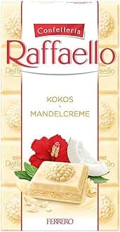Ferrero Raffaello Crema di Mandorle e Cocco Filled White Chocolate with Almond Cream and Coconut 90 g Bar Pack of 3