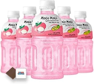 Mogu Mogu Flavored Drinks 6x320ml, LYCHEE - Nata De Coco Juice - Refreshing Taste - Fun Drinking During Hot Summers Or Take Them On Trips & Picnics Boxed Treatz