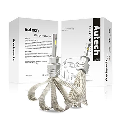 Autech H1 LED Headlight Bulbs LED Headlight Bulb Conversion Kit Fanless 40W 4800Lm 6000K Cool White 3-Year Warranty