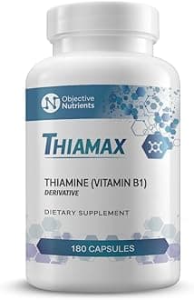 Objective Nutrients Thiamax Vitamin B1 (Thiamine TTFD) Capsules, No Fillers or Flows, 100 mg (180 Count)