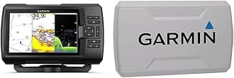 GarminStriker Vivid 7cv, Easy-to-Use 7-inch Color Fishfinder and Sonar Transducer, Vivid Scanning Sonar Color Palettes (010-02552-00) & 010-13131-00 Protective Cover for Striker 7 Series - White