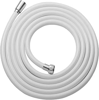 OFFO Ultra-Flex Shower Hose, 138 in Premium RV PVC Handheld Shower Head Hose Flex Hoses Extension with Brass Insert and Nut for Bathing Pet Bathing, Smooth White
