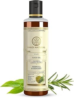Khadi Natural Rosemary Henna Hair Oil | Herbal Hair Oil for Scalp Care & Hair Nourishment | Helps Maintain Hair Strength & Improve Hair Texture | Gentle Herbal Hair Care | Suitable for All Hair Types | 210ml