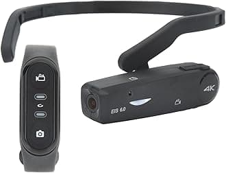 Head Mounted Camera, 4K FHD 1080P 60FPS Head Wearable Video Camcorder Vlog Camera Recorder, 130 Degree Stabilization Hands Off Camera Webcam with Remote, Support 256GB