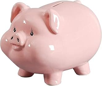 Piggy Bank for Adults,Girls,Ceramics Pink Pig,alcancias De Dinero para Adultos Niños,Saving Money Bank for Kids,Coin Counter Jar,Savings Banks,Piggy Bank for Boys,Money Jar,Cute Coin Bank,PIG WORLD