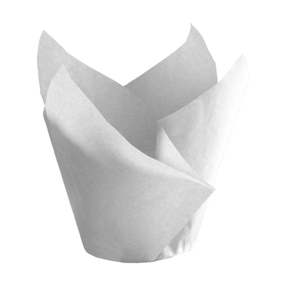 Hoffmaster 611116 Tulip Cup Cupcake Wrapper/Baking Cup, 2" Diameter x 3-1/2" Height, Small, White (Case of 1000)