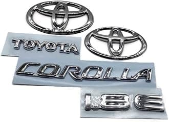 CAR Emblem Corolla 1.8E Monogram/logo/Badge/Decals/3D/sticker ABS Plastic Colour (Silver,Chorme) Pack of 5