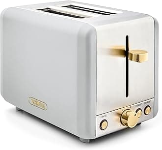 Tower T20036WHT Toaster, Optical White and Champagne Gold