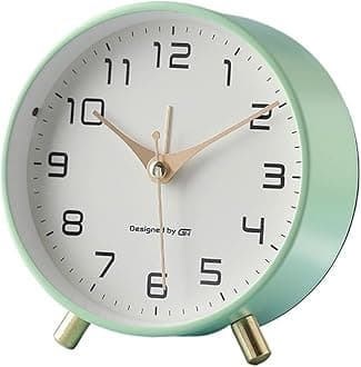 Bedside clock Luxury Alarm Clock Mute Children's Student Desk Table Clock Bedroom Study Room Simple Frosted Metal Clock office travel (Color : Green)