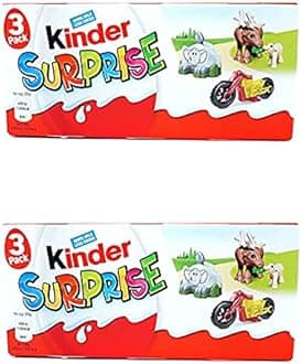 Kinder Surprise 3 Eggs and Toys Inside (Imported) Pack of 2, 60 gram Each, chocolate