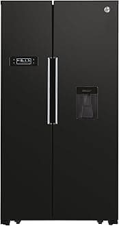 H-FRIDGE 500 MAXI Freestanding American Fridge Freezer with Water Dispenser, Side by Side, Total No Frost Technology, E Class, 532L Total Capacity, Black, 91x67x177 cm - HHSBSO6174BWDK-1