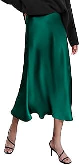 Zeagoo Skirts for Women High Waist Skirt Elegant Midi Skirt Satin