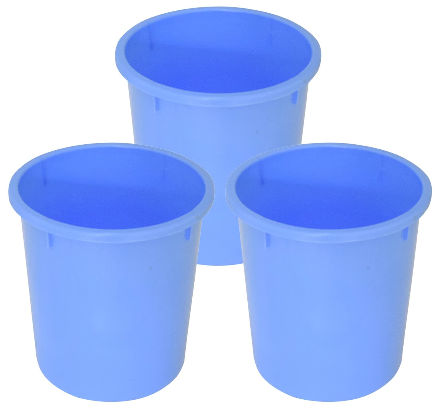 Plastic Open Plastic Dustbin Without Lid|Garbage Bin For Home, Kitchen, Office, 5Ltr.- Pack of 3 (Blue)-47KM01041