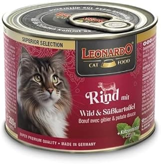 Leonardo Wet Food [6x200g Beef with Venison & Sweet Potato] Wet Grain Free Cat Food | Complete Wet Food in Can