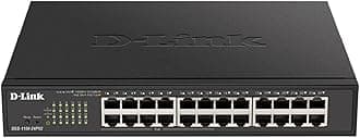 D-Link DGS-1100-24PV2 - 24-Port Gigabit PoE Smart Managed Switch with 12 PoE Ports, 100W PoE power budget, 802.3af/at, VLAN support, layer 2 features, QoS, 802.3az EEE, Fanless, Black
