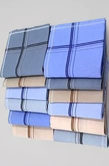 Large Size Premium Cotton Handkerchief for Men, 100% Cotton Premium Collection Hanky For Men Big Size XXL (12 Pack Set)