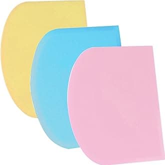 SURDOCA Dough Scraper Bench Scraper - 3P 5.9x4.3" Plastic Flexible Bowl Scraper, Sharp Edge & Angles Cake Scraper. Non-Slip Bakeware Decorating Tools Sculpting & Modeling Tools - Blue+Yellow+Pink
