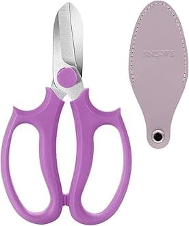 Garden Pruning Shears Scissors with Comfort Grip Handle, Premium Steel Professional Floral Scissors, Perfect for Arranging Flowers, Pruning, Trimming Plants, Gardening Tool (Purple)