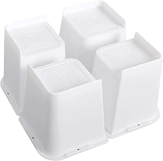 MYMULIKE Bed Risers 4 inch,6 inch, 8 inch, Oversized Furniture Risers, Support Up to 6000 Lbs, Lift 6 inch for Couch, Sofa, Table,Chair (White 4 Pack, 6 inch)