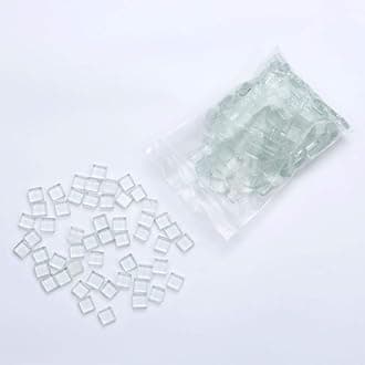 3/8'' Square Mosaic Tiles Transparent Clear Glass Tiles Bulk 200 Pieces for DIY Crafts and Home Decoration (1.0 x 1.0CM)