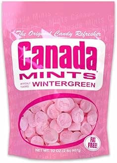 The ORIGINAL Canada Mints - Flavored Wintergreen Candy, Retro Candy Lozenges, Resealable Bag of Breath Mints Bulk - 2 lb. Bag Wintergreen (Pink)