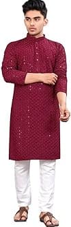 Men's Indian Ethnic Wear Straight Lucknowi Kurta