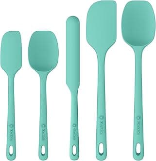 5 Pieces Silicone Spatula Set, Food Grade Rubber Spatula, Upgrade Strong Handle with Ergonomic Grip, Heat Resistant Up to 600°F for Nonstick Cookware, Cooking Mint