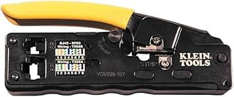 KLEIN TOOLS Datenkabel-Crimpwerkzeug/-Abisolierwerkzeug/Schneider mit Ratsche, Kompakt