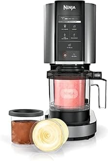 Ninja NC300 Creami - Máquina de helados, para gelatina, mezclas, batidos, sorbete, cuencos de batidos y más, 5 programas de un solo toque, con (2) recipientes y tapas de pinta, tamaño compacto,