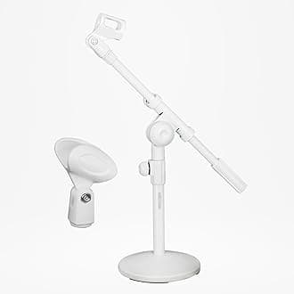 5Core Mic Stand Desk Adjustable Extendable Boom Arm Table Microphone Holder w Round Base Anti Slip Pad + Mic Clip + 3/8'' & 5/8'' Adapter - MSSB W