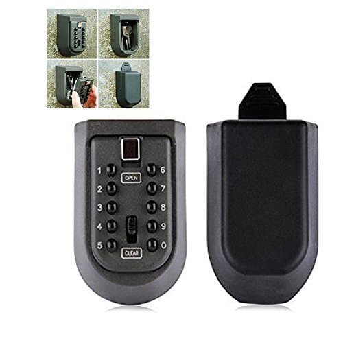 Fiveaccy Wall Mount Key Lock Box, Safe Key Box with 10-Digit Push- Button Combination, Exterior Waterproof Cover for Indoor Outdoor Home Garage and Holds up to 5 Keys