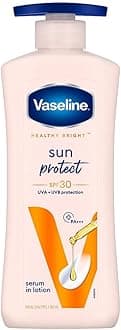 Vaseline Healthy Bright Sun Protection Body Lotion SPF 30 400 ml Daily Moisturizer for Dry Skin, Gives Non-Greasy Glowing Skin - For Men & Women
