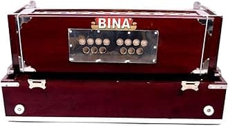 Bina Portable Harmonium Harmonium BINA No. 17 Dx. 3 1/2 Octaves 9 Stops 4 Extra Notes Gold