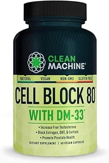 Cell Block 80 - Natural Vegan Testosterone Support Supplement, Estrogen, DHT & Cortisol Blocker - Prostate Health Supplement with KSM-66 Ashwagandha - 60 Veggie caps