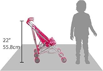 Baby Doll Twin Double Stroller, Light Weight Foldable, with Smooth Rolling Wheels - (Pink & Black Polka Dots)