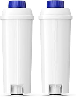 DLSC002 Water Filter Replacement Compatible With Delonghi Coffee Machine Filter Activated Carbon Softener For De'longhi Magnifica evo, Dinamica, Eletta, ECAM, ESAM, ETAM, Bco410/420, Ec680/800, 2 Pack