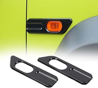 2PCS Side Turn Signal Light Cover Guard Fender Turn Signal Lamp Frame Bezel Trim Compatible with Suzuki Jimny 2019 2020 2021 2022 2023 2024 Exterior Accessories (Black-A)
