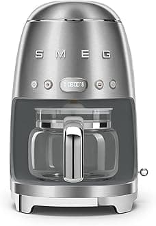 Smeg DCF02SSUK Drip Coffee Machine, Auto-Start Mode, Reuseable Filter, Digital Display, Anti-Drip System, Aroma Intensity Option, 1.4 Litre Tank, Stainless Steel