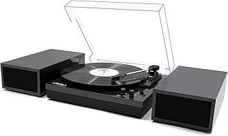 LP&No.1 Modern Turntable Record Player Bundle with Dual Powered Bookshelf Spe...