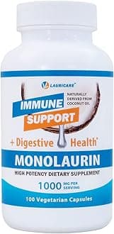 Monolaurin Supplement for Immune Support - Gut Health - 1000mg Per Serving- 100 Count