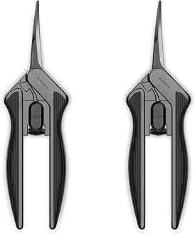 AC Infinity 16cm Stainless Steel Curved Pruning Shear 2-Pack, Lightweight Ergonomic Design, Curved Precision Blades with Nonstick Teflon Coating for Gardening, Hydroponics, Grow Tents, 6-Inch
