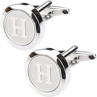 Mens Classic Stainless Steel Initial Cufflinks 26 Alphabet Initial Letter Cufflinks Business Shirts A-Z