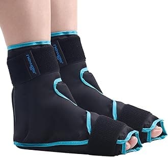 NEWGO Ice Pack Foot Ankle Ice Pack Wrap for Plantar Fasciitis, Foot Surgery Recovery, Hot Cold Therapy Ice Boot for Bunions, Ankle Injury, Swelling, Burning Feet - 2 Pack Black