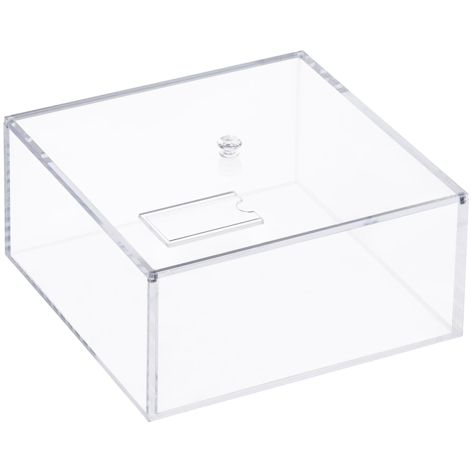 Clear Acrylic Square Cube Plastic Box, Plastic Rectangle Cube Containers with Lid, Storage Boxes 9.8x9.8x4.7 Inches for Tiny Jewelry Beads, Coins, Craft Supplies, Sewing Home Organizers
