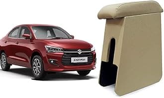Sca Heavy Quality ArmRest Custom fit Wooden and Rexine Center Console- for Maruti Suzuki Dzire 2024 Onwards - Beige Color