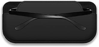 Sunglass Holder for Car, Multi-Functional Stick-On Glasses Storage Box, Seat Gap Organizer with Small Item Storage, Universal Fit for All Vehicles (Black Leather)