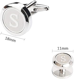 Mens Cufflinks and Studs Tuxedo Shirts Business Wedding Initials Alphabet A-Z Gift Set