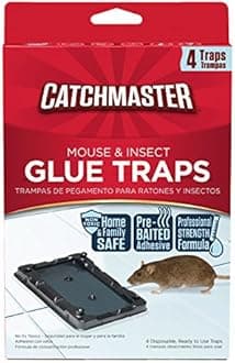 Catchmaster Mouse & Insect Professional Strength Glue Traps - Non Toxic - 4 Glue Trays