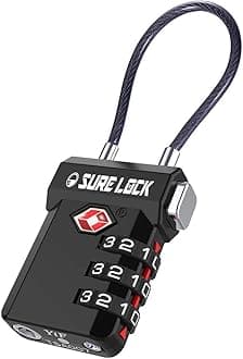 TSA Approved Luggage Locks with Open Alert & Easy-Read Dials, Re-settable 3-Digit Combination, Zinc Alloy Body for Suitcase, Backpack, Gym Lockers(Black 1 Pack)